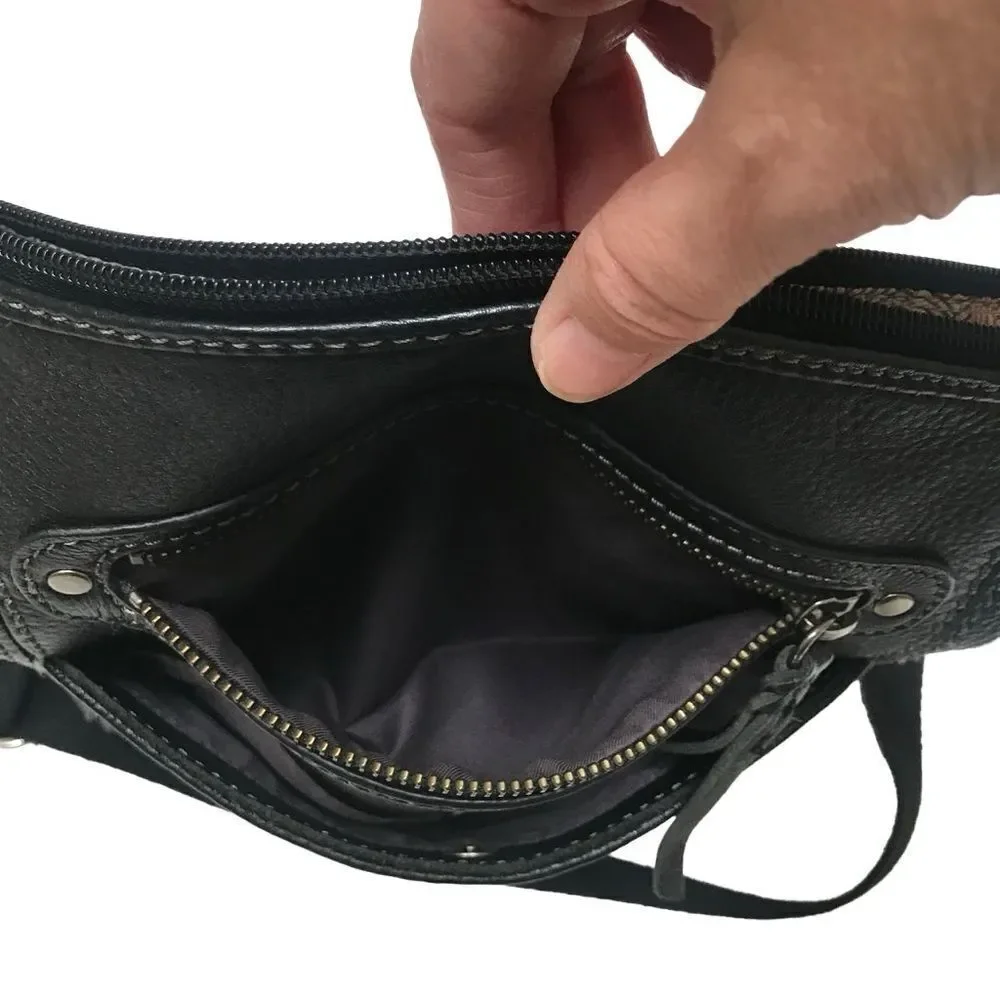 The Sak Sequoia black leather‎ hobo shoulder bag purse